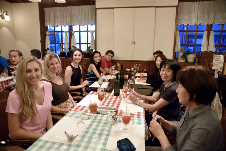On arrival, CHS students dine with their Futtsu hosts.